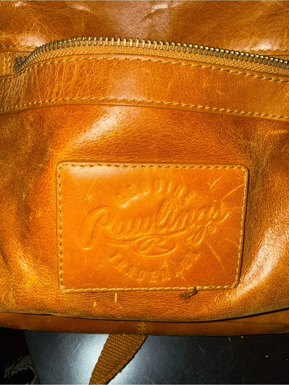 Rawlings Heritage Medium Genuine Leather Backpack Baseball Laptop Sleeve Tan - Picture 6 of 6